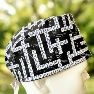 PREMIUM Anesthesia Crossword~ Modern Scrub Cap, CNA, RN, MD, NP, Tech, gift.